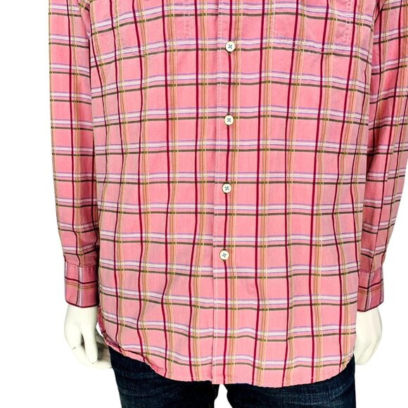 Tommy Bahama Jeans Mens Shirt Island Modern Fit Pink Plaid Long Sleeve Size L - Picture 5 of 15